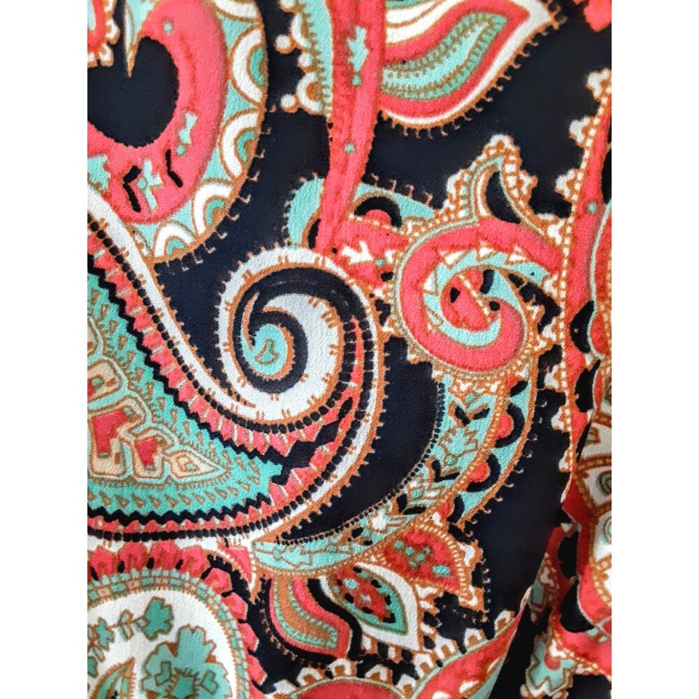 Tommy Hilfiger Navy Salmon Paisley Dress XS Boat Neck Preppy Clean Girl NWT - Picture 7 of 9